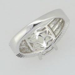 14K White Gold Semi Mount Ring Setting Cab Cushion CU 10X8mm Syzjewelry