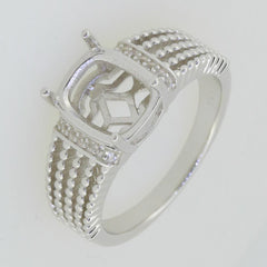 14K White Gold Semi Mount Ring Setting Cab Cushion CU 10X8mm Syzjewelry