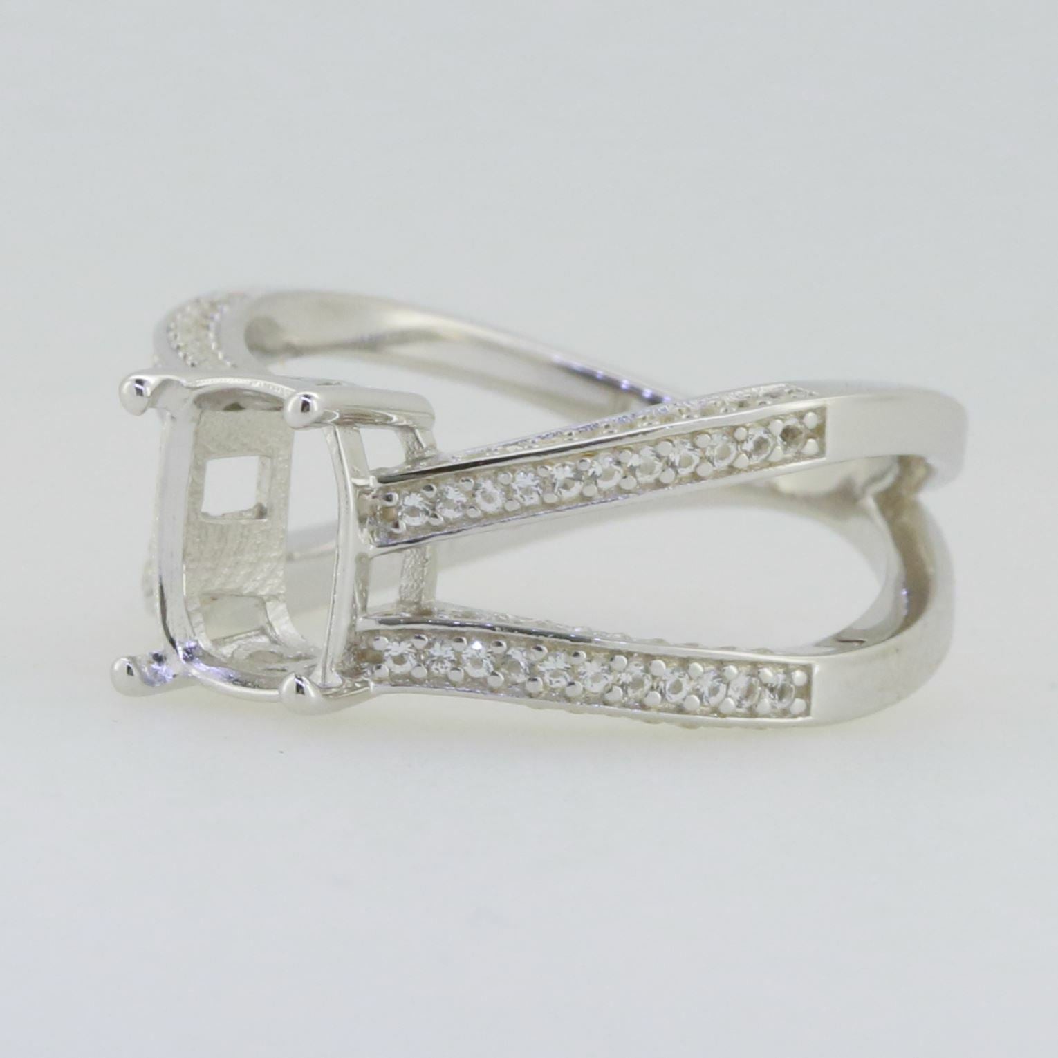 14K White Gold Semi Mount Ring Setting Cushion CU 9x7mm GTL20276R14K Syzjewelry