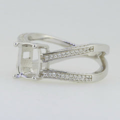 14K White Gold Semi Mount Ring Setting Cushion CU 9x7mm GTL20276R14K Syzjewelry