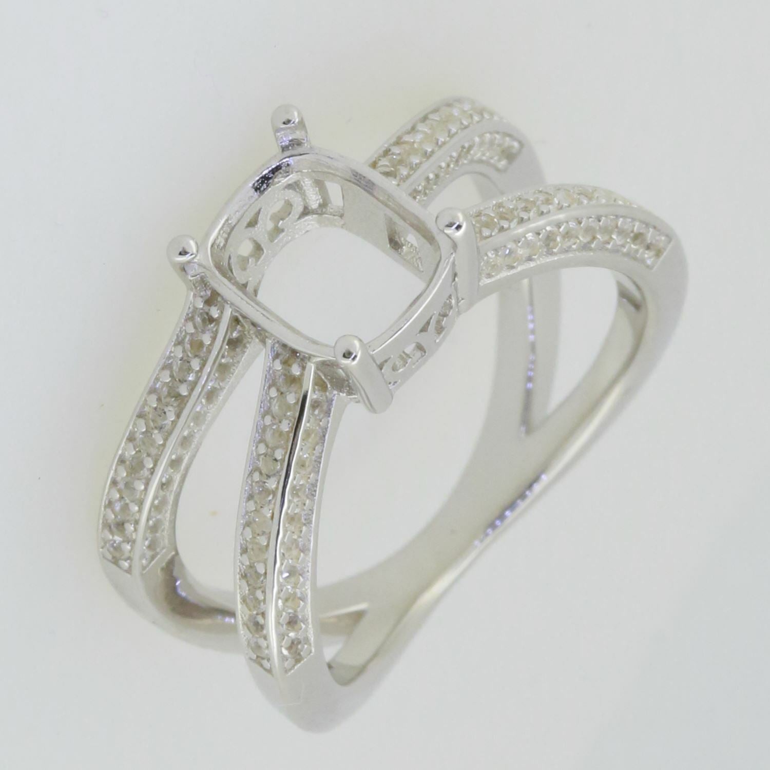 14K White Gold Semi Mount Ring Setting Cushion CU 9x7mm GTL20276R14K Syzjewelry