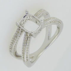 14K White Gold Semi Mount Ring Setting Cushion CU 9x7mm GTL20276R14K Syzjewelry