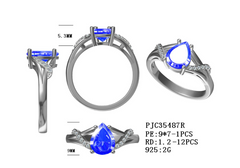 Sterling Silver Semi Mount Ring Setting PE Pear 9x7mm Round Rd 1x1mm Syzjewelry