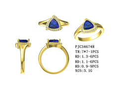 Sterling Silver Semi Mount Ring Setting Trillion TR 7x7mm Syzjewelry