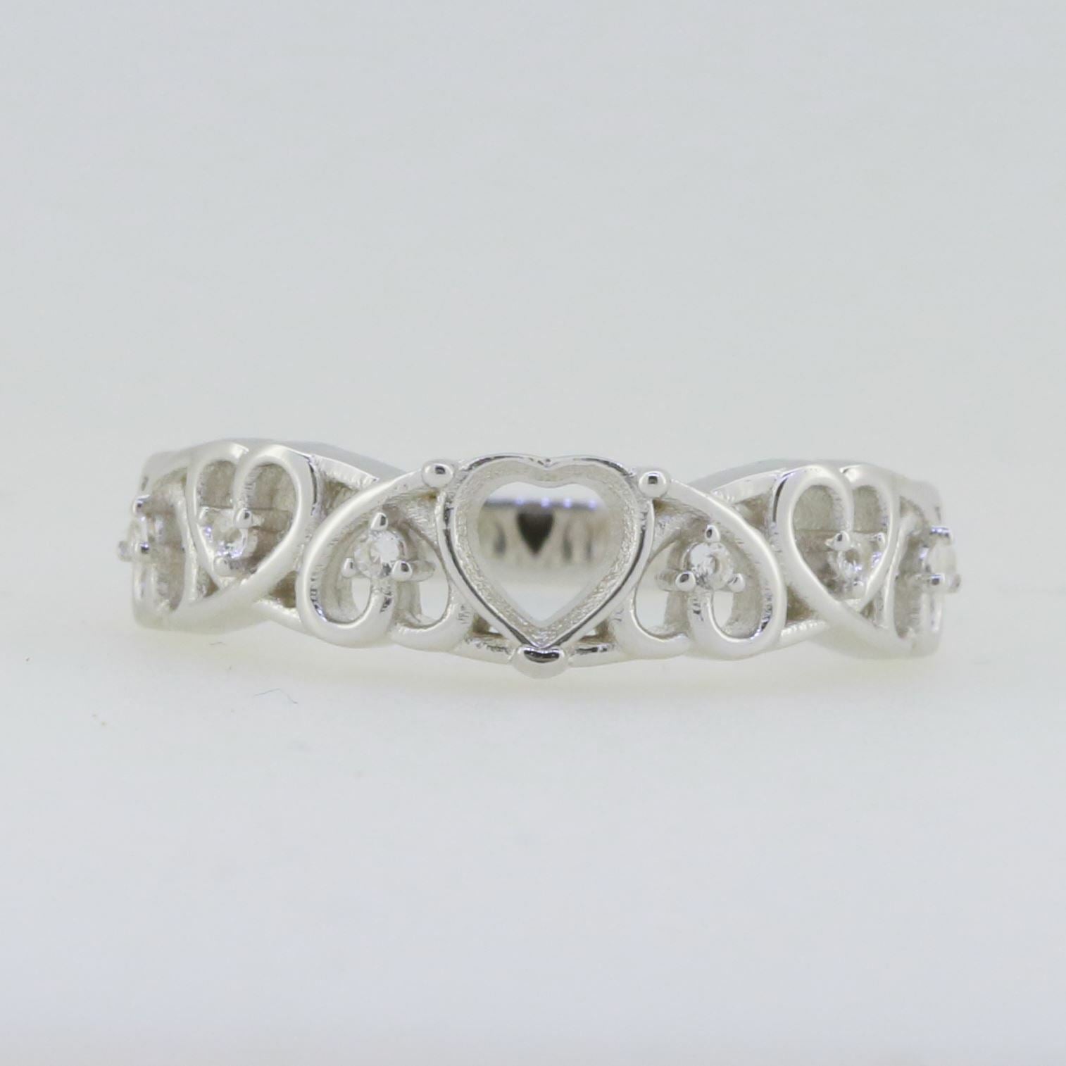 14K White Gold Semi Mount Ring Setting Heart HT 5.5X5.5mm Syzjewelry