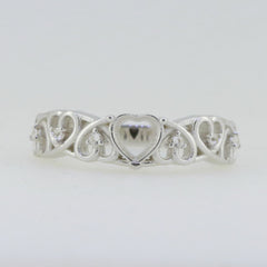 14K White Gold Semi Mount Ring Setting Heart HT 5.5X5.5mm Syzjewelry