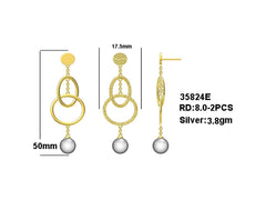 Sterling Silver Semi Mount Earrings Setting Round RD 8mm Pearl Dangle Syzjewelry