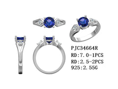 Sterling Silver Semi Mount Ring Setting Round 7mm 3 Stones Syzjewelry