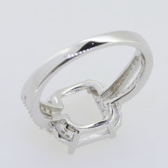 14K White Gold Semi Mount Ring Setting Emerald OCT 10X8mm W/ Moissanite Syzjewelry