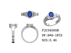 Sterling Silver Semi Mount Ring Setting OCT Emerald 8x6mm Cabochon Syzjewelry