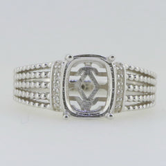 14K White Gold Semi Mount Ring Setting Cab Cushion CU 10X8mm Syzjewelry
