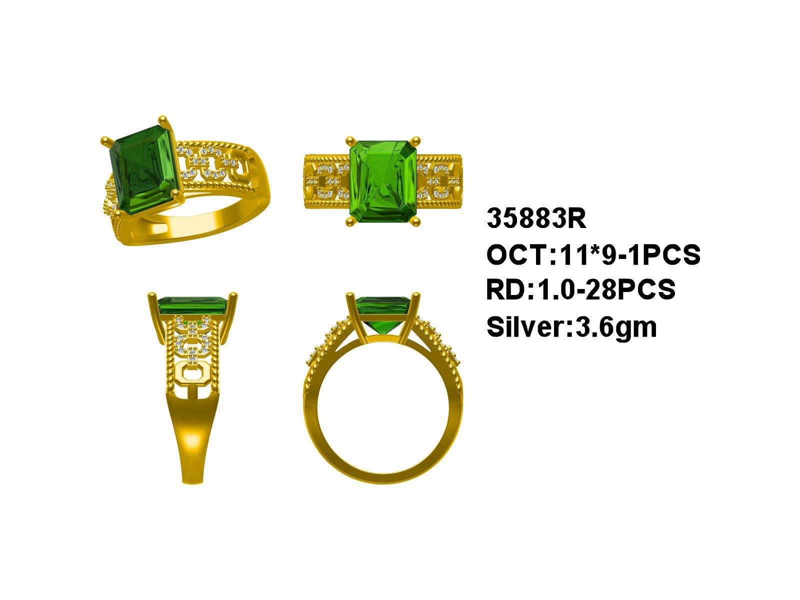 Sterling Silver Semi Mount Ring Setting OCT Emerald 11x9mm Round RD 1mm Syzjewelry