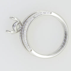 2 PCs Set 14K White Gold Semi Mount Ring Setting Round RD 8x8mm Engagement Syzjewelry