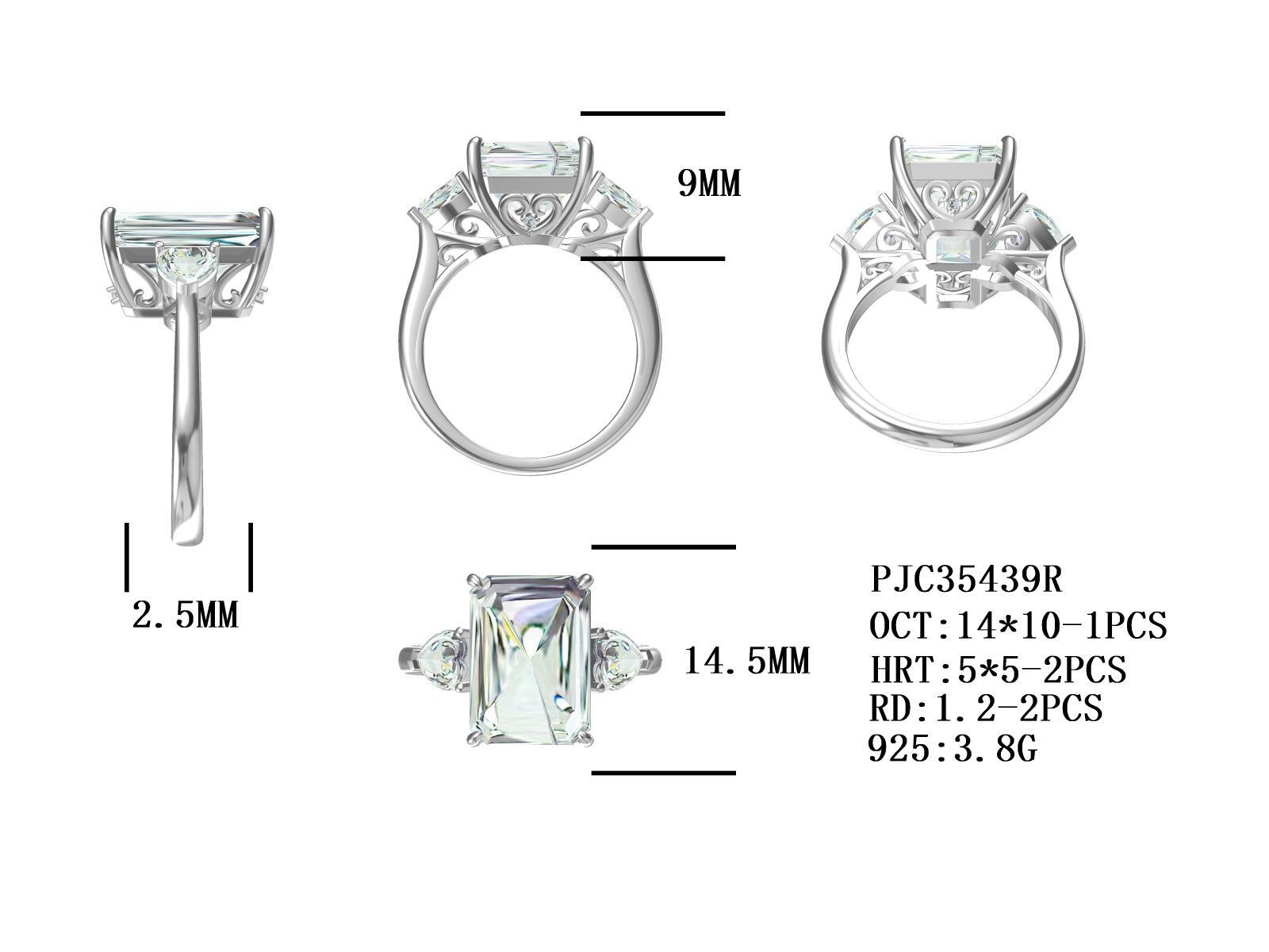 Sterling Silver Semi Mount Ring Setting OCT Emerald 14x10mm HRT Heart 5x5mm Syzjewelry