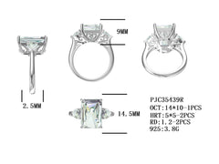 Sterling Silver Semi Mount Ring Setting OCT Emerald 14x10mm HRT Heart 5x5mm Syzjewelry