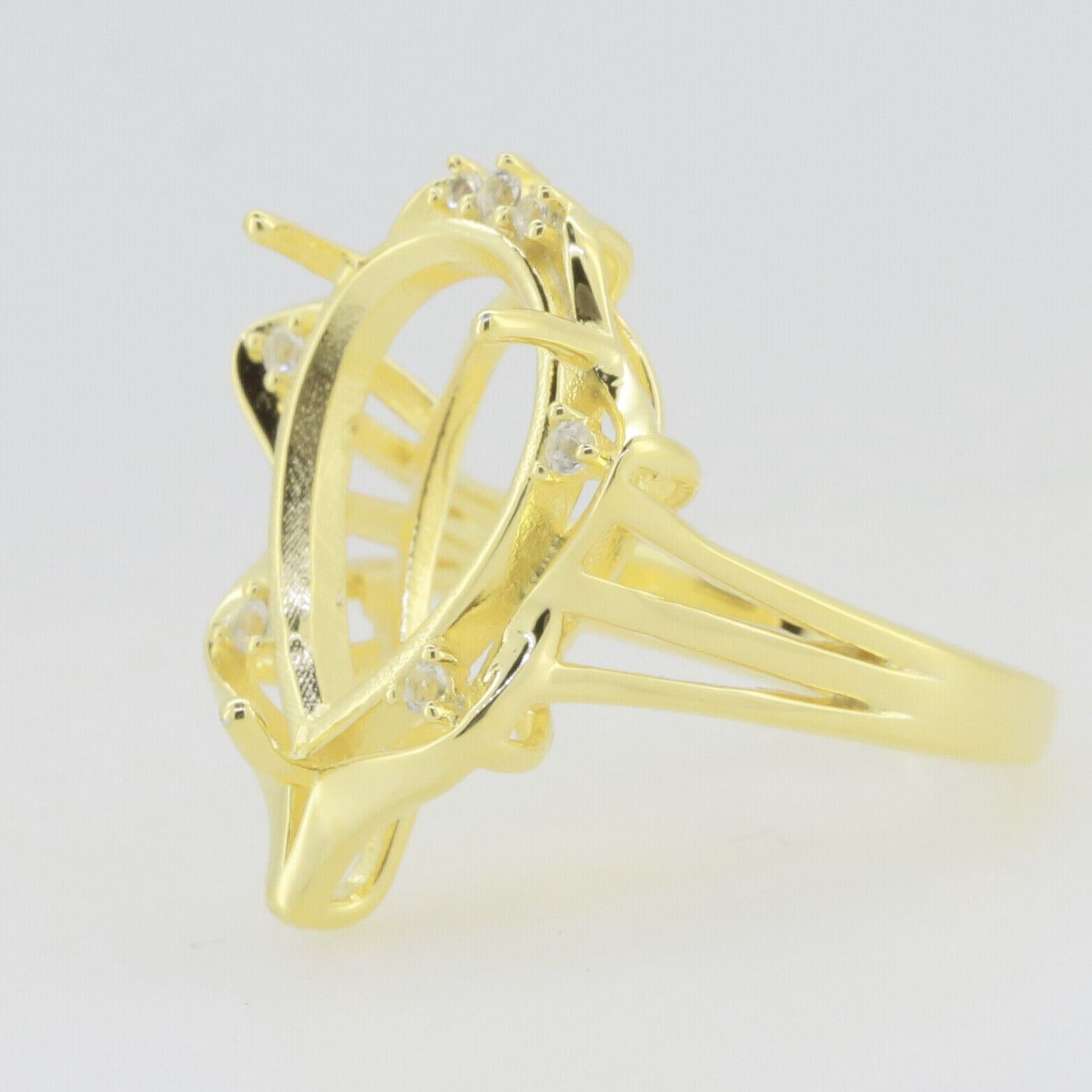 14K Yellow Gold & Diamond Semi Mount Ring Setting Pear PE 16x11mm Syzjewelry