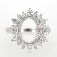 14K Yellow Gold Semi Mount Ring Setting Oval OV 15.34x11.81x8mm Size 8 Syzjewelry