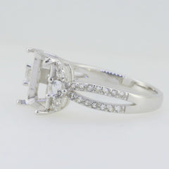 14K White Gold Semi Mount Ring Setting Emerald OCT 10X8mm W/ Moissanite Syzjewelry