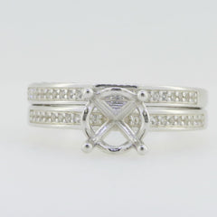 2 PCs Set 14K White Gold Semi Mount Ring Setting Round RD 8x8mm Engagement Syzjewelry