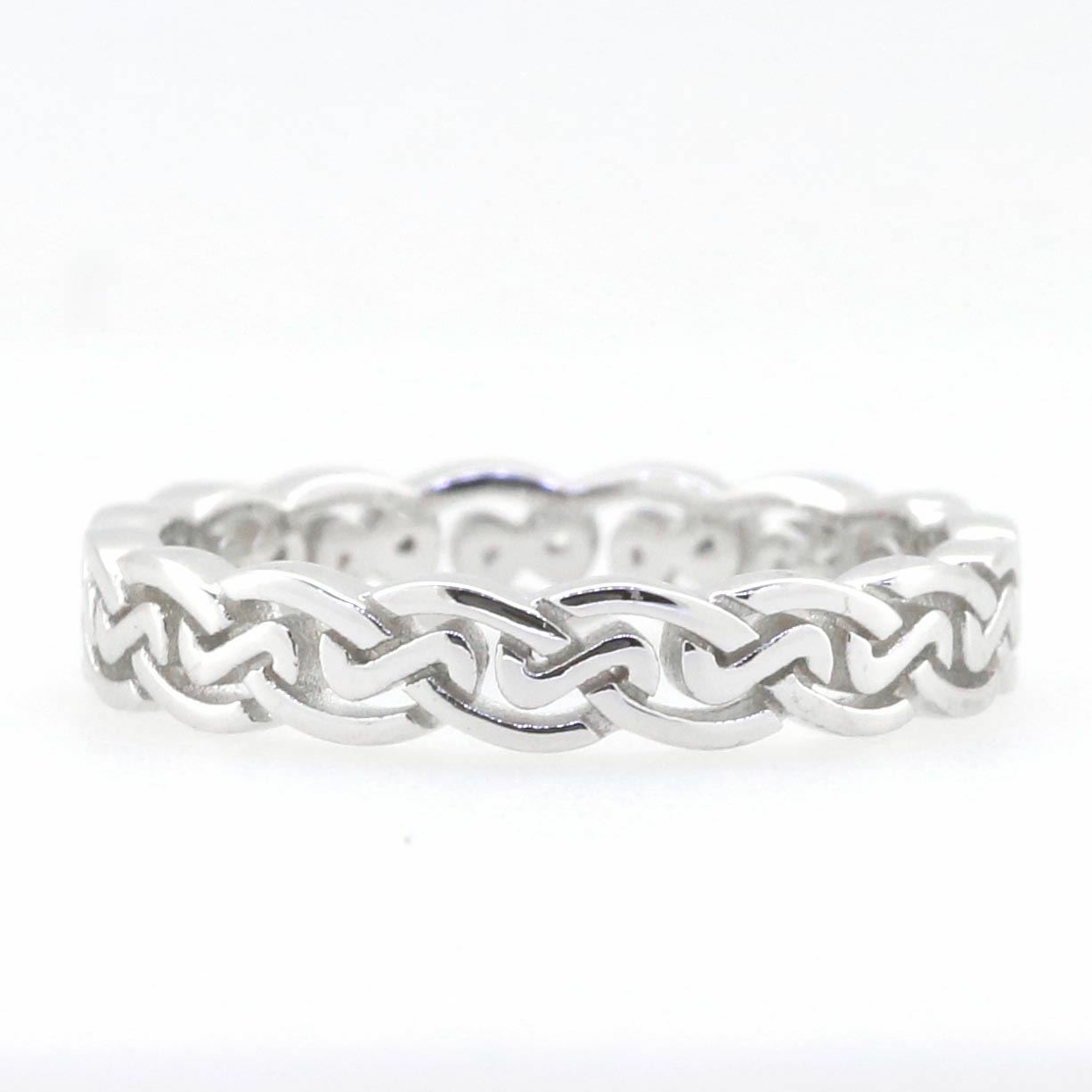 14K White Gold 4 mm Celtic Knot Band Ring Syzjewelry