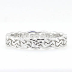 14K White Gold 4 mm Celtic Knot Band Ring Syzjewelry