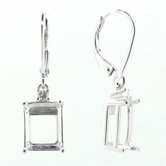 Custom 14K Yellow Gold Semi Mount Earrings Setting Emerald OCT 12x9mm Syzjewelry