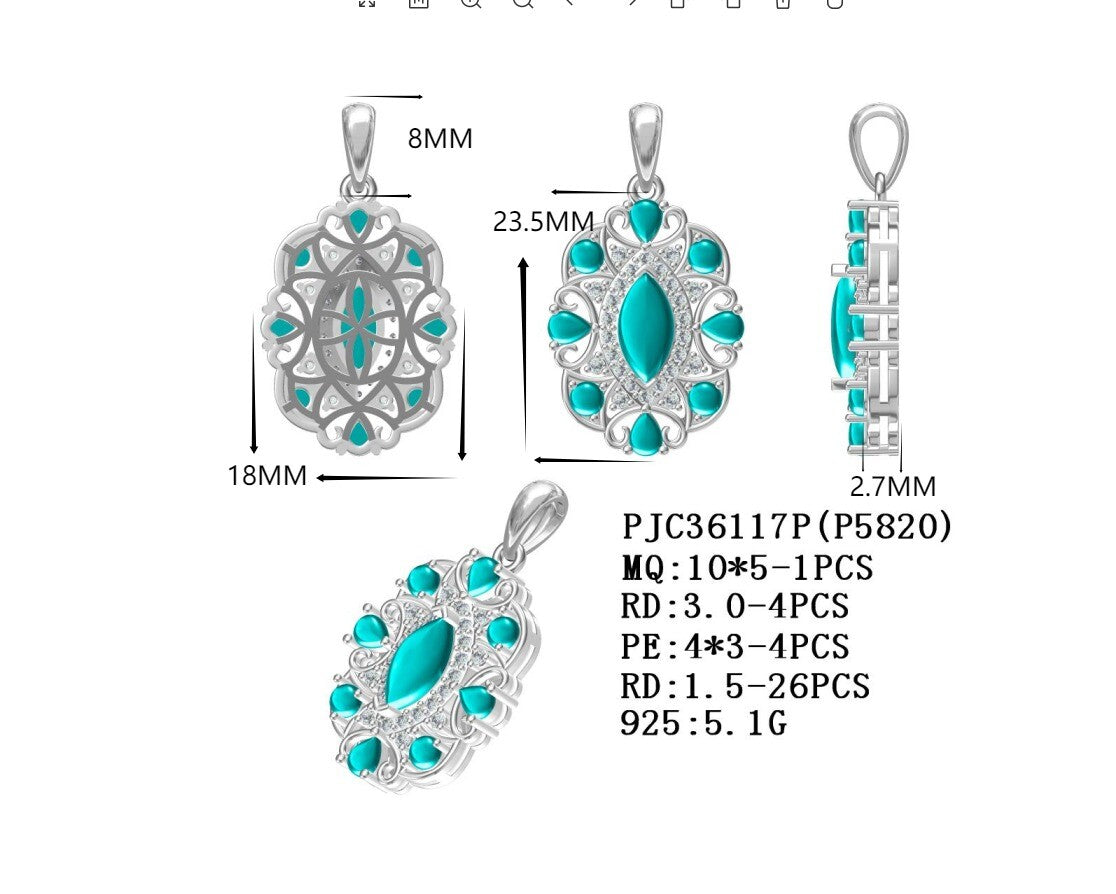 Sterling Silver Semi Mount Pendants Setting Marquise MQ 10x5mm Pear PE 4x3mm Syzjewelry