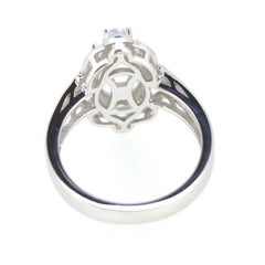 14K White Gold Semi Mount Ring Setting for Oval OV 9x7mm Vintage Repro Syzjewelry