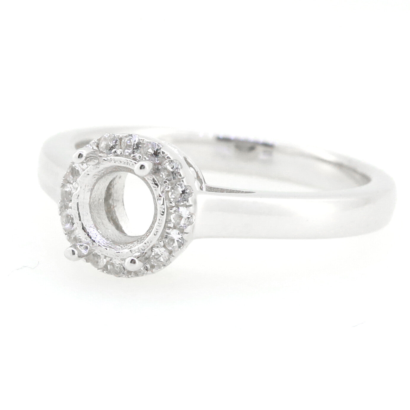 14K White Gold Semi Mount Ring Setting Round RD 6x6mm Syzjewelry