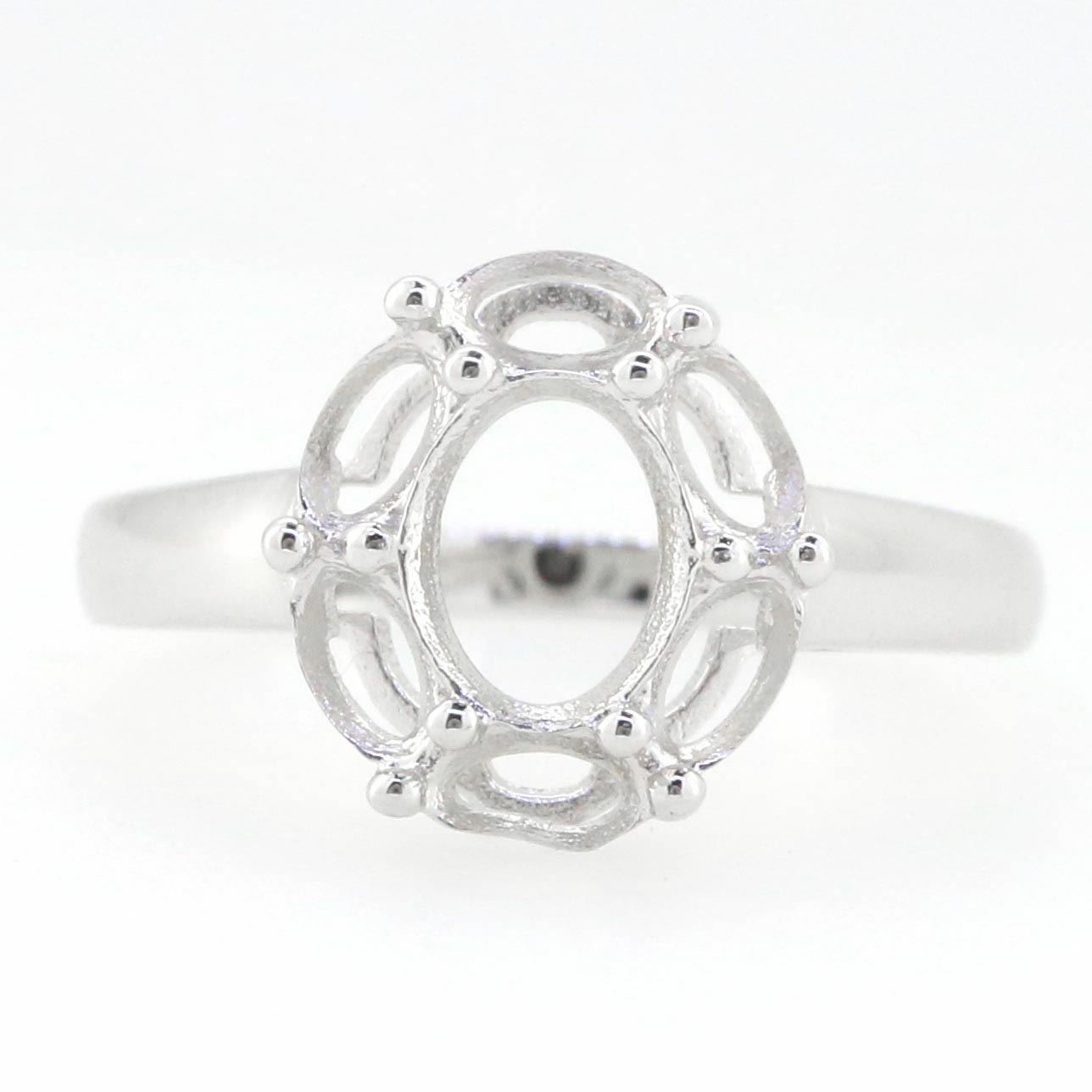 14K White Gold Semi Mount Ring Setting Oval OV 8X6mm PJC1772R-1 Syzjewelry