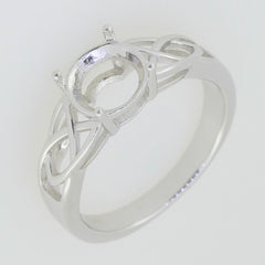14K White Gold Semi Mount Ring Setting Round RD 8x8mm Celtic Knot Syzjewelry