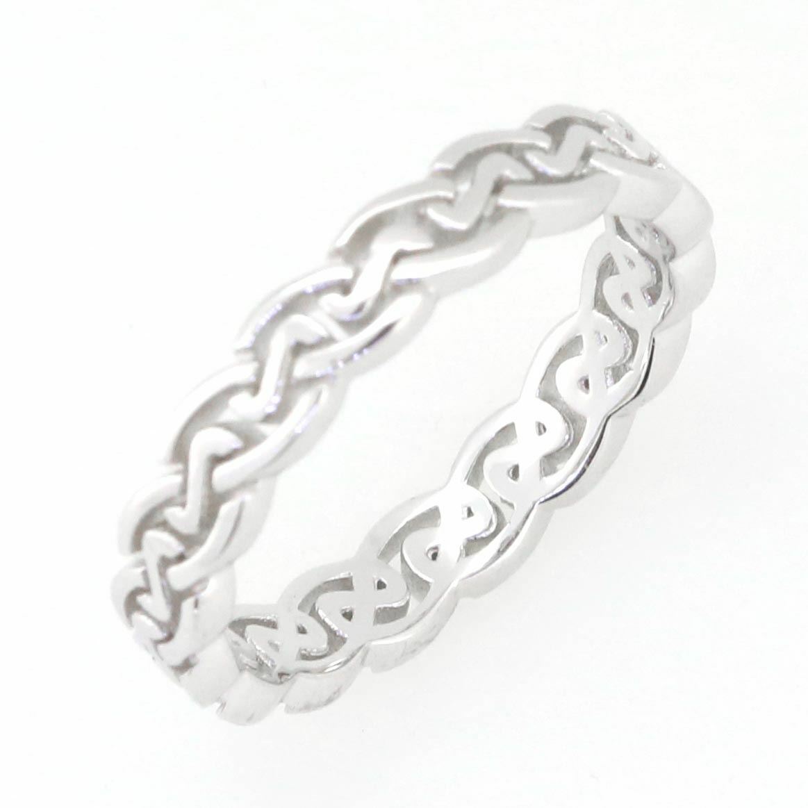 14K White Gold 4 mm Celtic Knot Band Ring Syzjewelry