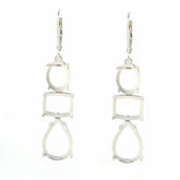 14K White Gold Semi Mount Earrings Setting PE 14x10 OV 10x8 Cu10x8mm Cab Syzjewelry