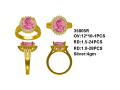 Sterling Silver Semi Mount Ring Setting Oval OV 12x10 Round 1.5mmx1mm Syzjewelry