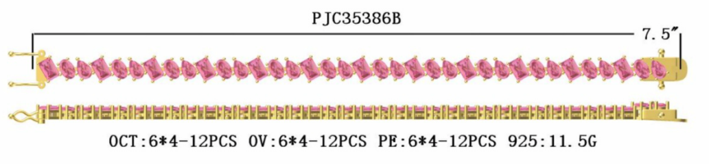 Sterling Silver Semi Mount Bracelet Setting OCT Emerald 6x4mm Cabochon Syzjewelry