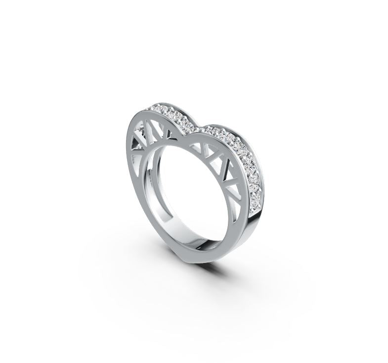 Sterling Silver Ring Heart Theme with White Topaz or Moissanite - Syzjewelry