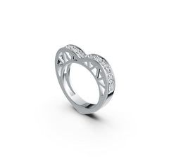 Sterling Silver Ring Heart Theme with White Topaz or Moissanite - Syzjewelry