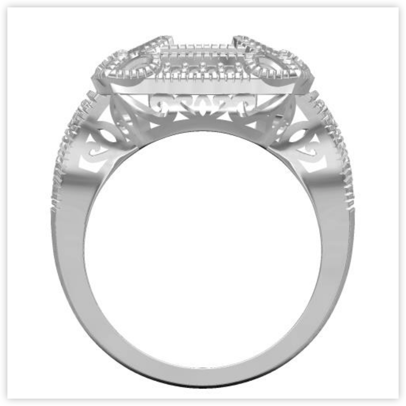 Sterling Silver Semi Mount Ring Setting Cushion CU 8X8mm Art Deco Style Halo DHJ