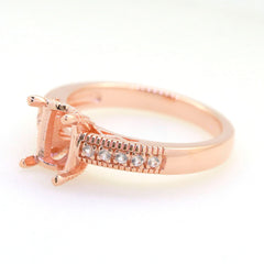 Art Deco Sterling Silver Semi Mount Ring Setting Cushion CU 8x6mm Syzjewelry