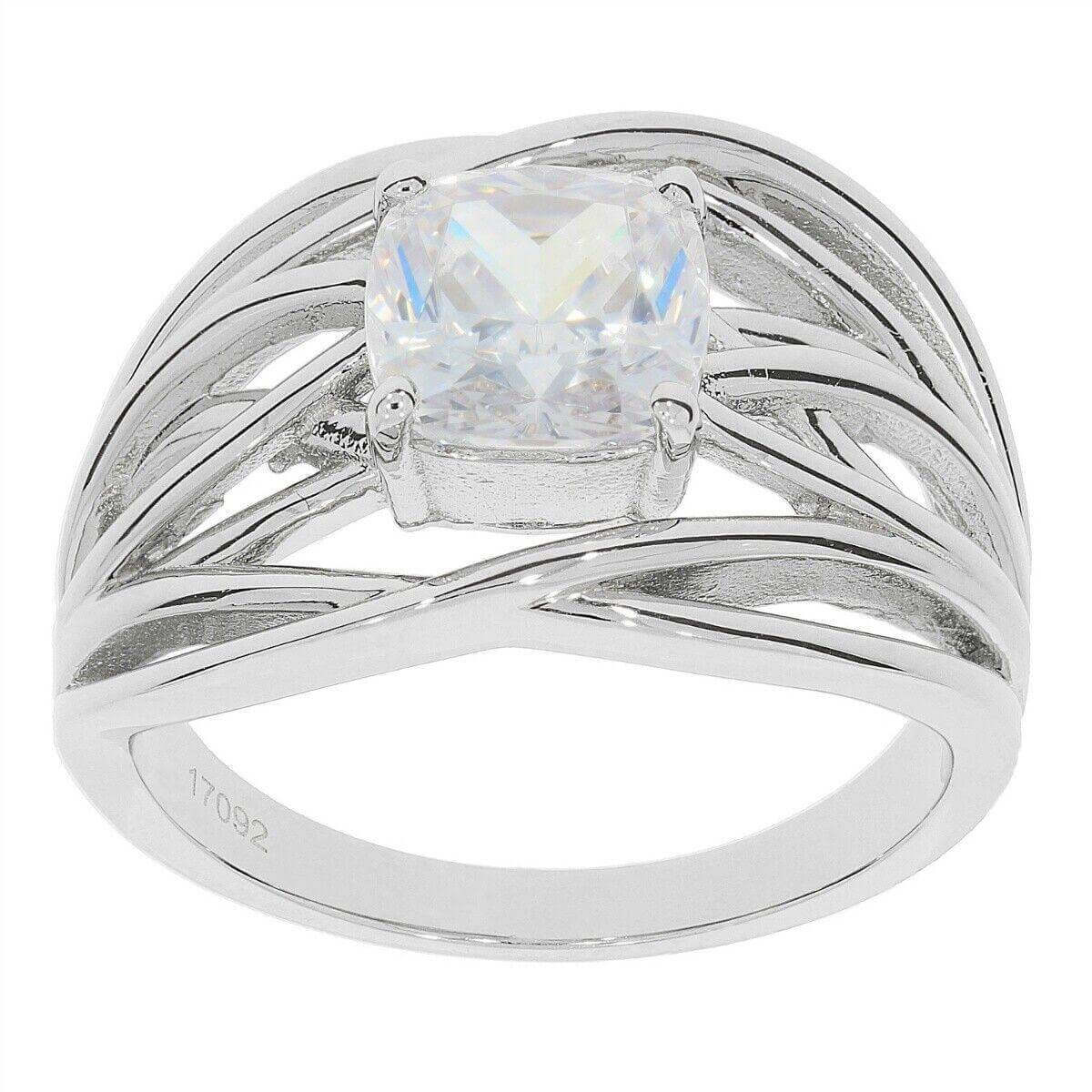 14K White Gold Semi Mount Ring Setting Cushion CU 7x7 Engagement Ring - Syzjewelry