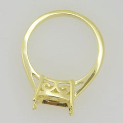 14K Yellow Gold Semi Mount Ring Setting Cushion CU 10x10mm - Syzjewelry