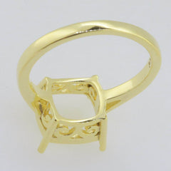 14K Yellow Gold Semi Mount Ring Setting Cushion CU 10x10mm - Syzjewelry