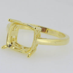 14K Yellow Gold Semi Mount Ring Setting Cushion CU 10x10mm - Syzjewelry