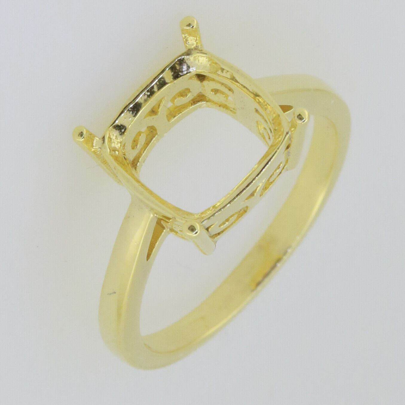 14K Yellow Gold Semi Mount Ring Setting Cushion CU 10x10mm - Syzjewelry