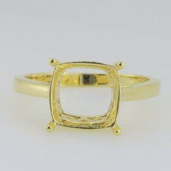 14K Yellow Gold Semi Mount Ring Setting Cushion CU 10x10mm - Syzjewelry