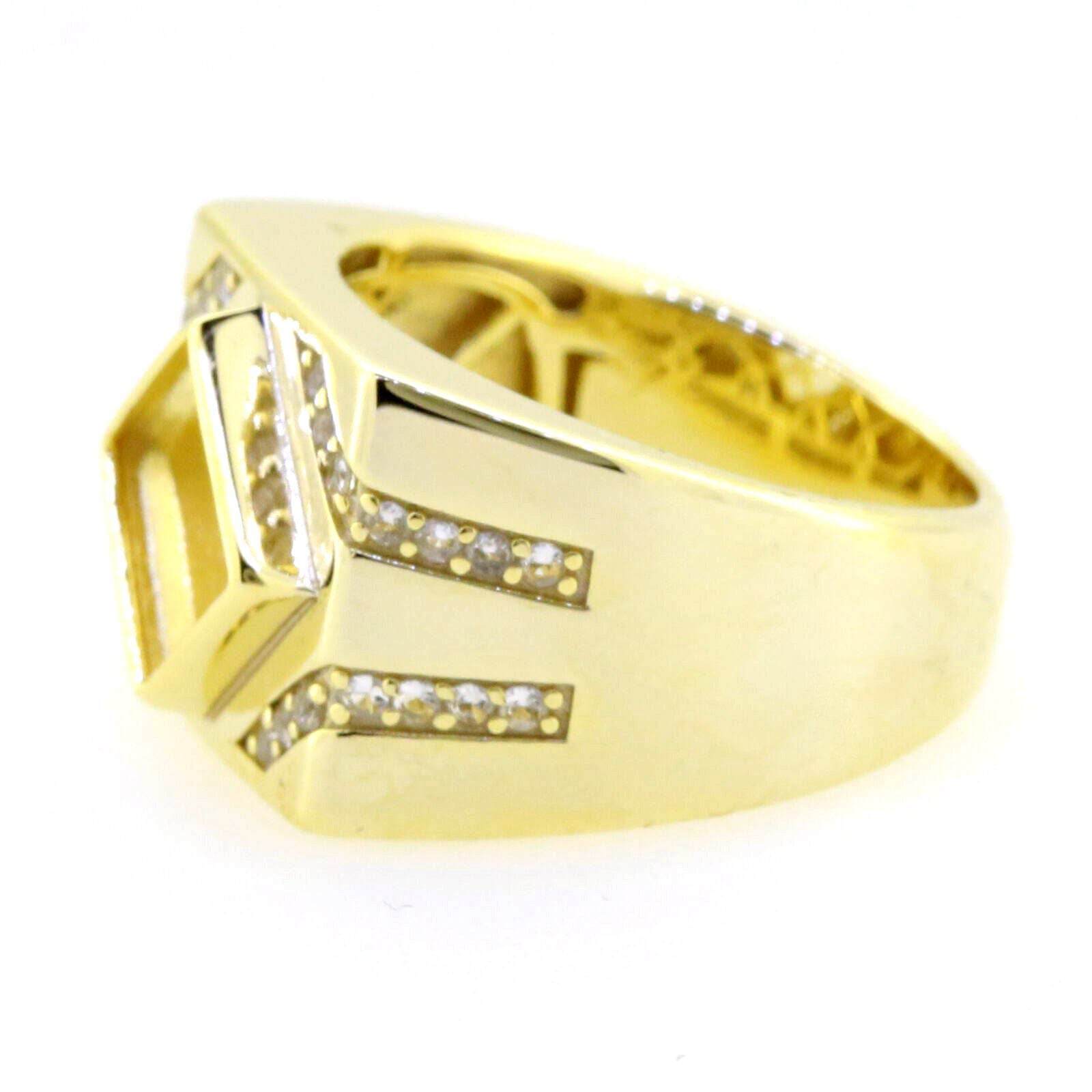 14K Yellow Gold Semi Mount Ring Setting Princess SQ 7x7mm Men's Ring Mounting - Syzjewelry