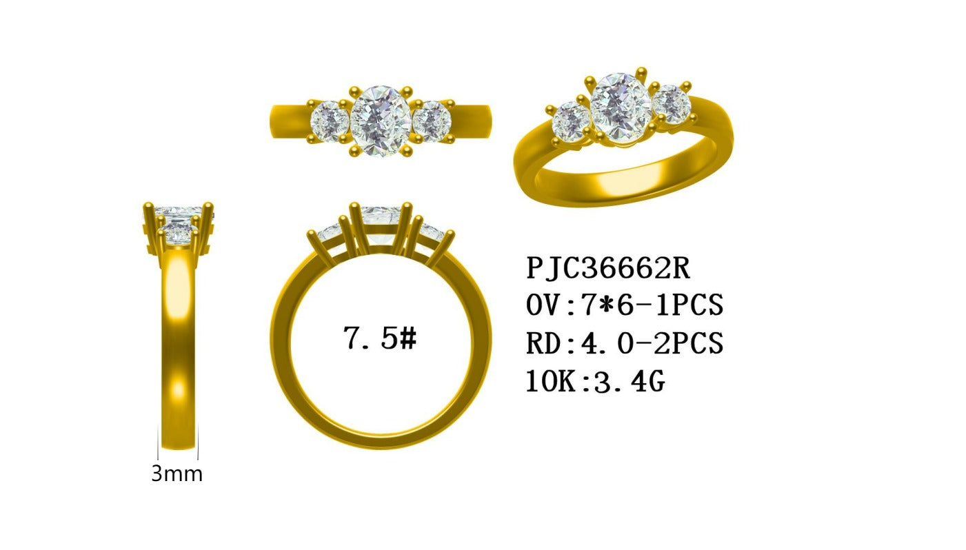 Remaining Balance on10K Gold Semi Mount Ring Setting Oval OV 7x6mm RD 4x4mm 3 Stone Design Syzjewelry