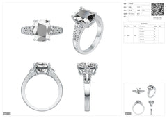 Sterling Silver Semi Mount Ring Setting Cushion CU 9x11mm Split Shank Syzjewelry