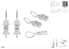 Sterling Silver Semi Mount Earrings Setting Emerald OCT 8x6mm Dangle Syzjewelry