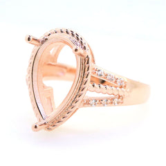 Art Deco Sterling Silver Semi Mount Ring Setting Pear PE 16x10mm Syzjewelry